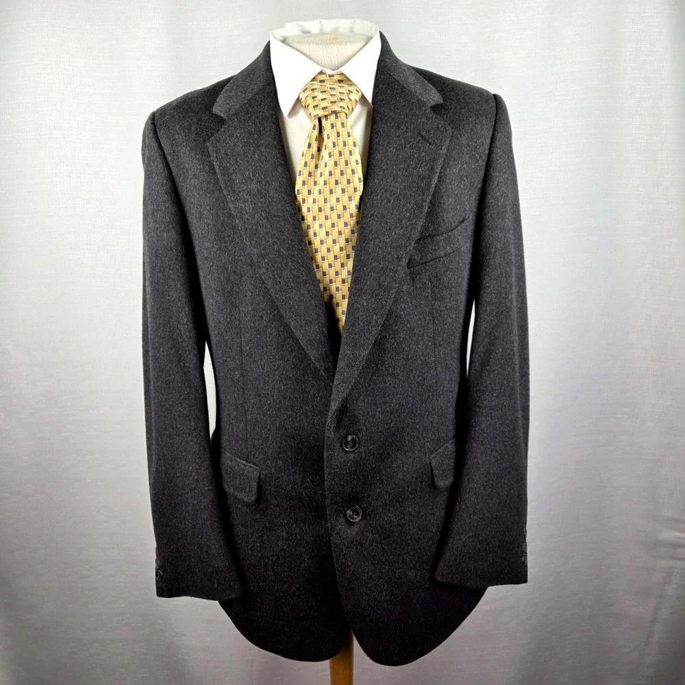 J.G. Hook‎ Cashmere Blend Blazer Men's 42R Charcoal Gray Jacket Old Money Preppy